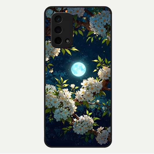  Moonlit Blossom Dream Glass Case For Oppo A74 5G back cover – full design glossy printed glass finish