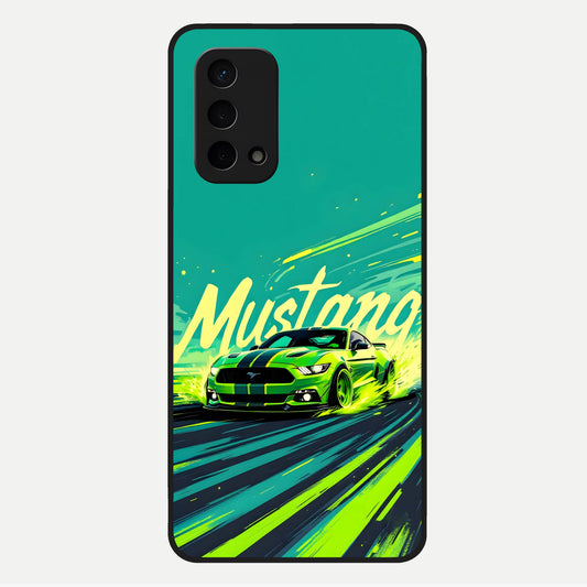  Mustang Bang Glass Case For Oppo A74 5G back cover – full design glossy printed glass finish