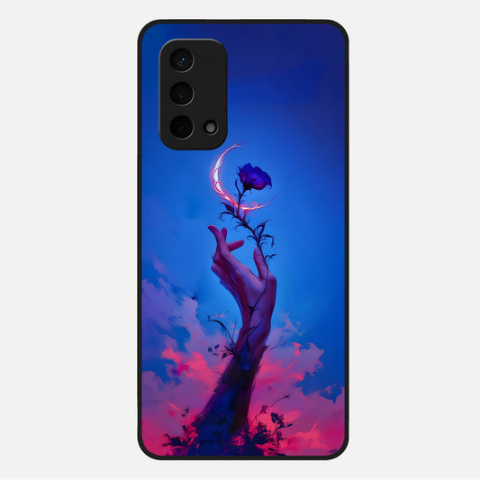 Mystic Hand Glass Case For Oppo A74 5G back cover – full design glossy printed glass finish