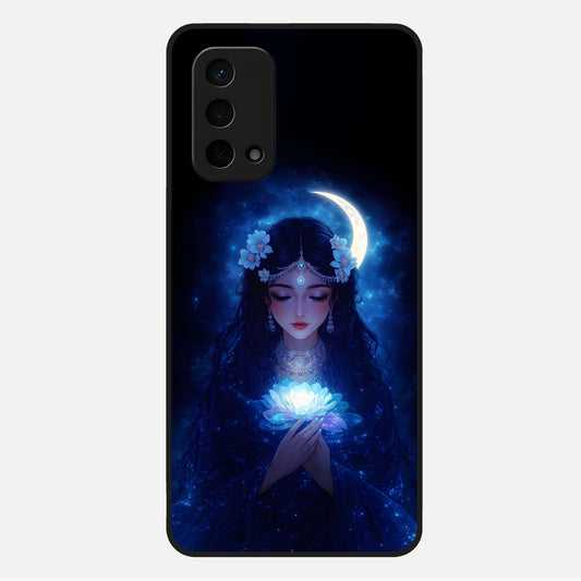  Mystic Moon Queen Glass Case For Oppo A74 5G back cover – full design glossy printed glass finish