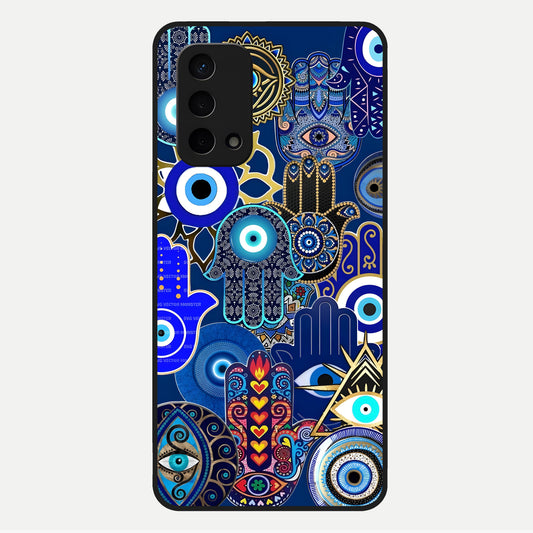  Mystic Palm Guard Glass Case For Oppo A74 5G back cover – full design glossy printed glass finish