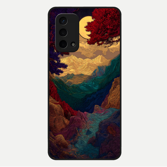  Mystic Valley Light Glass Case For Oppo A74 5G back cover – full design glossy printed glass finish