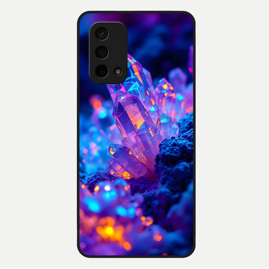  Neon Aura Shards Glass Case For Oppo A74 5G back cover – full design glossy printed glass finish