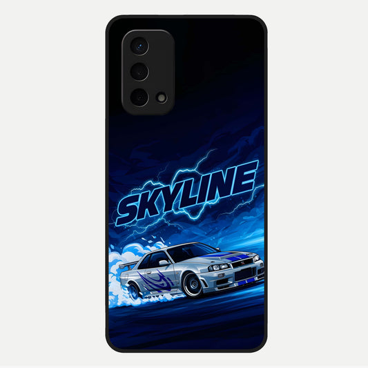  Neon Drift Beast Glass Case For Oppo A74 5G back cover – full design glossy printed glass finish