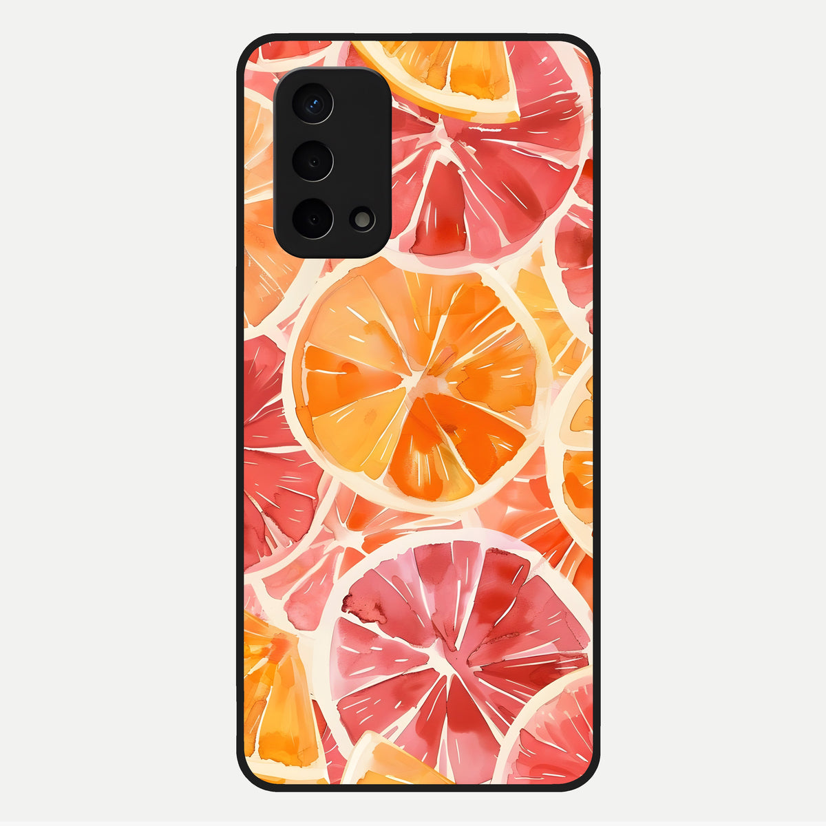  Orange Fruits Pattern Glass Case For Oppo A74 5G back cover – full design glossy printed glass finish