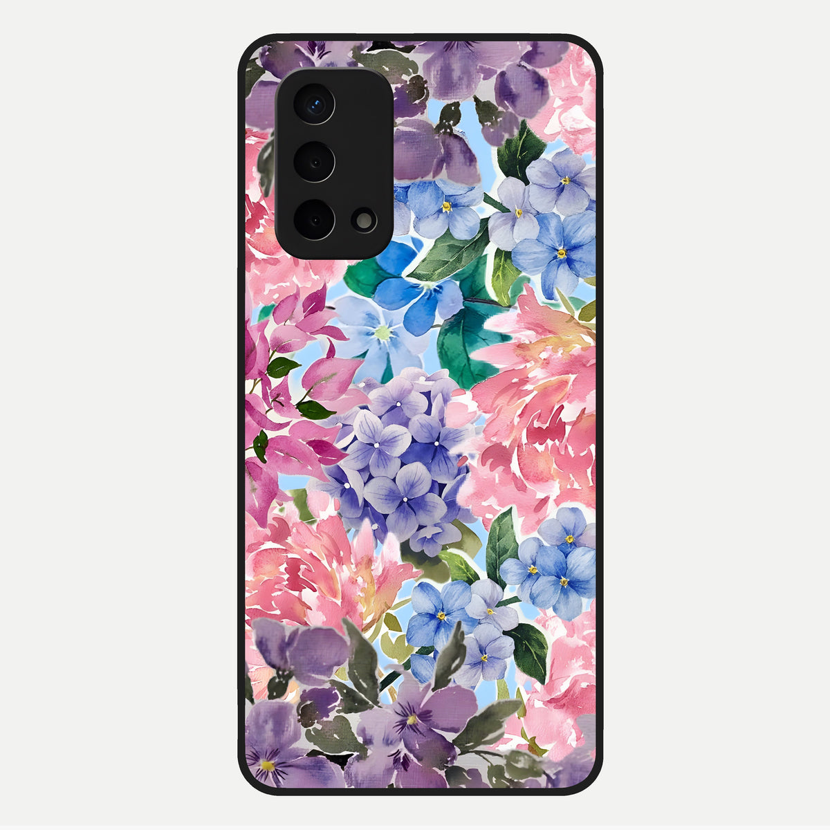  Pastel Floral Mix Glass Case For Oppo A74 5G back cover – full design glossy printed glass finish