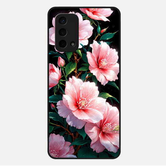  Peach Flower Glass Case For Oppo A74 5G back cover – full design glossy printed glass finish