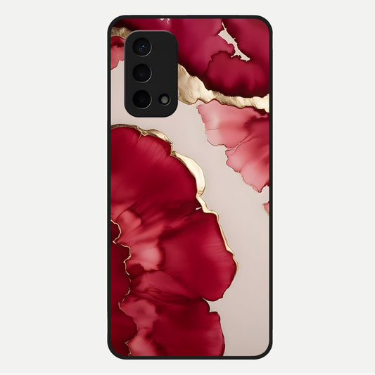  Pink And White Marble Glass Case For Oppo A74 5G back cover – full design glossy printed glass finish