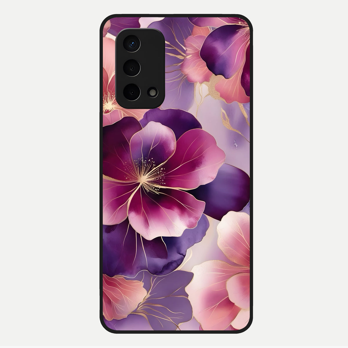  Pink Bouquet Florals Glass Case For Oppo A74 5G back cover – full design glossy printed glass finish