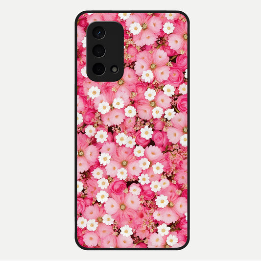  Pink Daisy Bliss Glass Case For Oppo A74 5G back cover – full design glossy printed glass finish