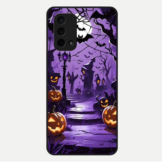  Pumpkin Patch Halloween Glass Case For Oppo A74 5G back cover – full design glossy printed glass finish