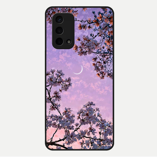  Purple Serenity Moon Glass Case For Oppo A74 5G back cover – full design glossy printed glass finish