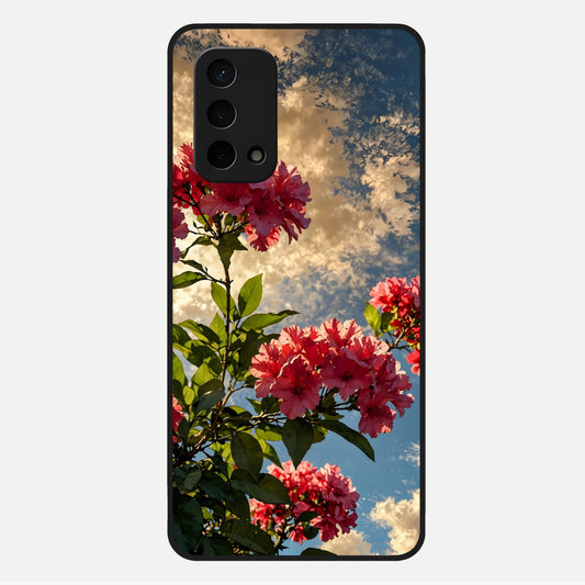  Red Bloom Skies Glass Case For Oppo A74 5G back cover – full design glossy printed glass finish