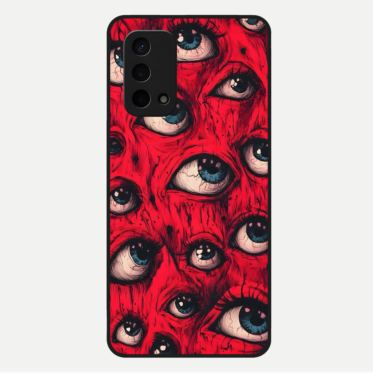  Red Eyes Pattern Glass Case For Oppo A74 5G back cover – full design glossy printed glass finish