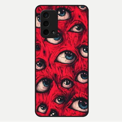  Red Eyes Pattern Glass Case For Oppo A74 5G back cover – full design glossy printed glass finish