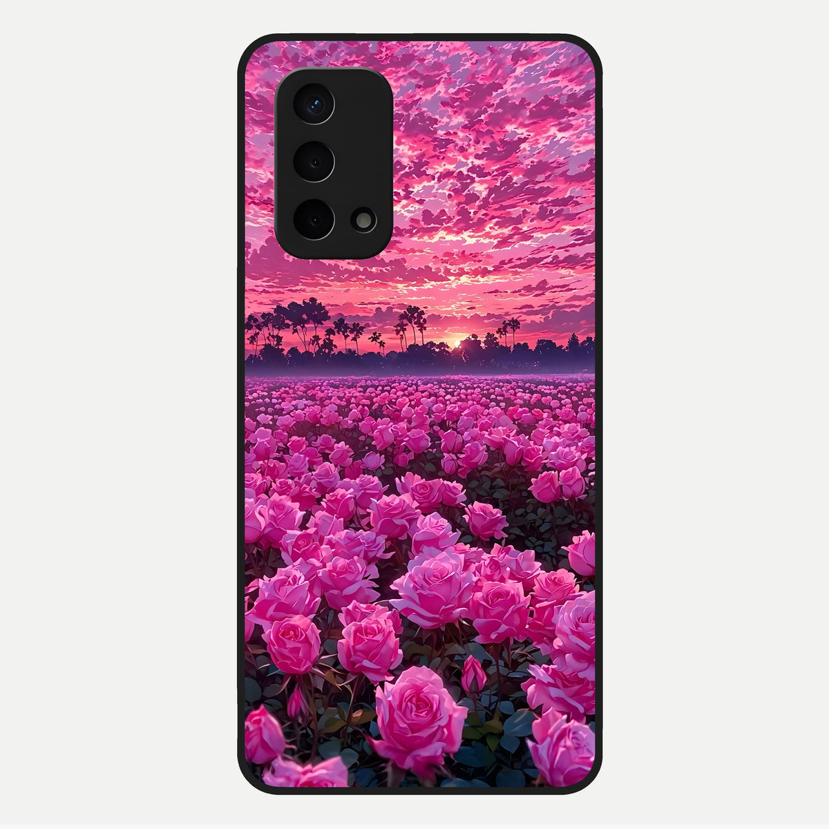  Rose Sunset Valley Glass Case For Oppo A74 5G back cover – full design glossy printed glass finish