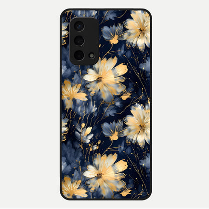  Royal Petal Dream Glass Case For Oppo A74 5G back cover – full design glossy printed glass finish