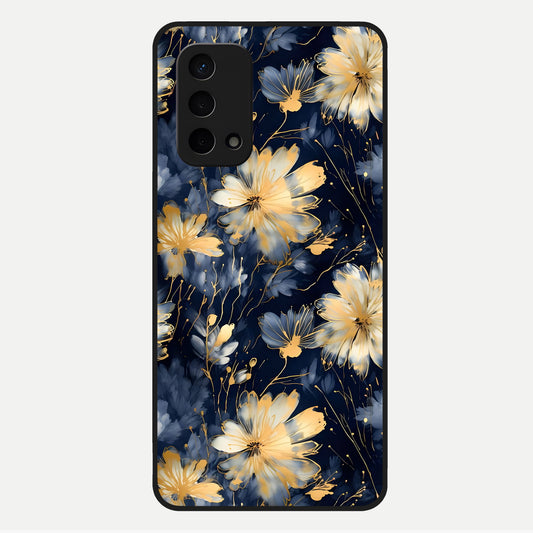  Royal Petal Dream Glass Case For Oppo A74 5G back cover – full design glossy printed glass finish
