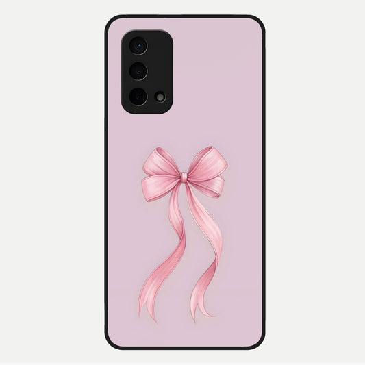  Soft Blush Bow Glass Case For Oppo A74 5G back cover – full design glossy printed glass finish
