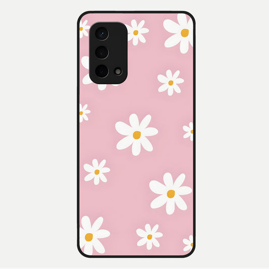  Soft Daisy Bliss Glass Case For Oppo A74 5G back cover – full design glossy printed glass finish