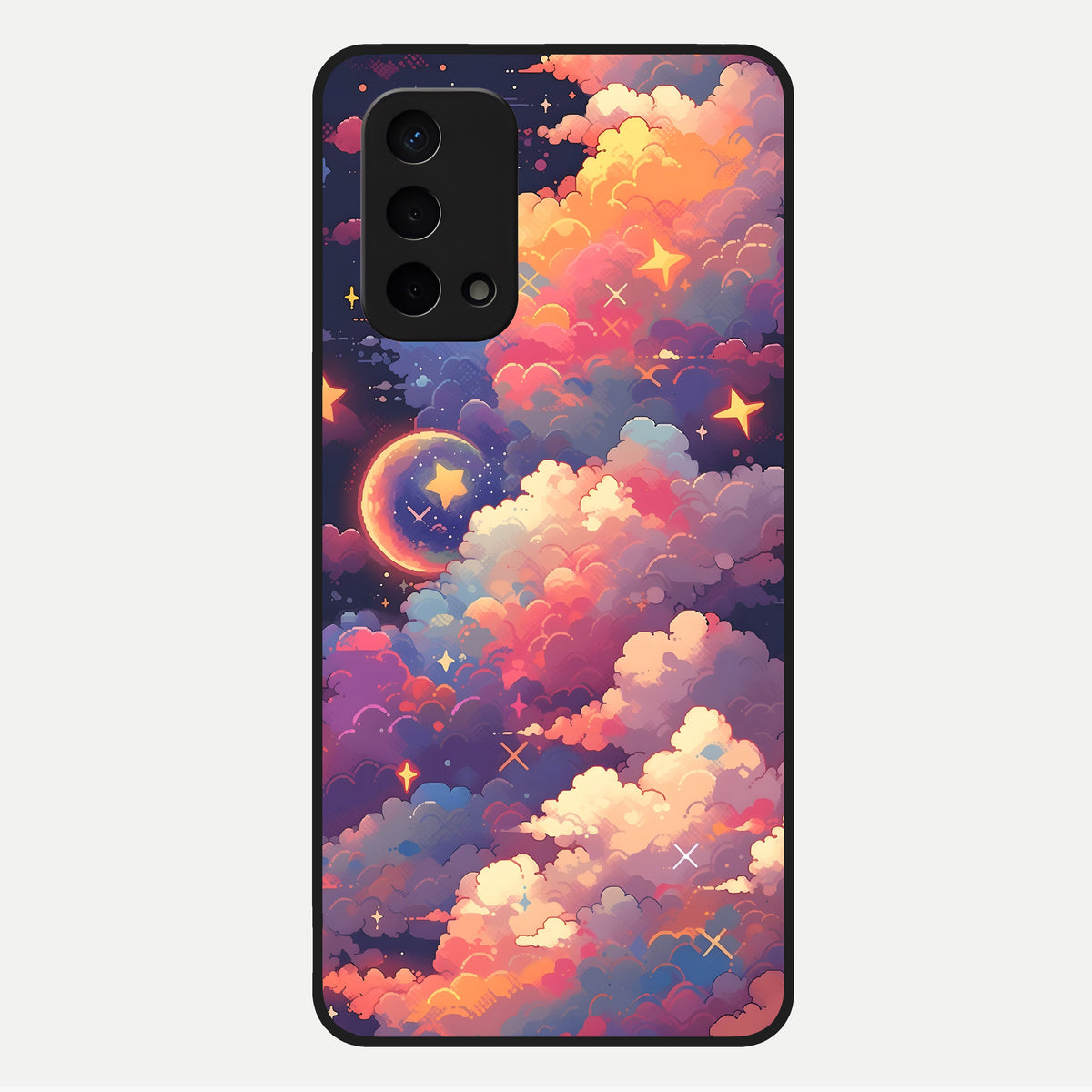  Starlit Dream Clouds Glass Case For Oppo A74 5G back cover – full design glossy printed glass finish