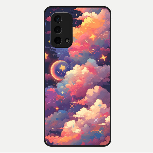  Starlit Dream Clouds Glass Case For Oppo A74 5G back cover – full design glossy printed glass finish