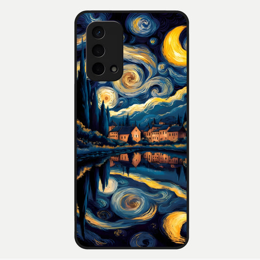 Starry Sky Serenity Glass Case For Oppo A74 5G back cover – full design glossy printed glass finish