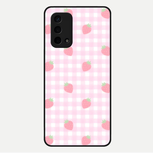  Strawberry Picnic Love Glass Case For Oppo A74 5G back cover – full design glossy printed glass finish