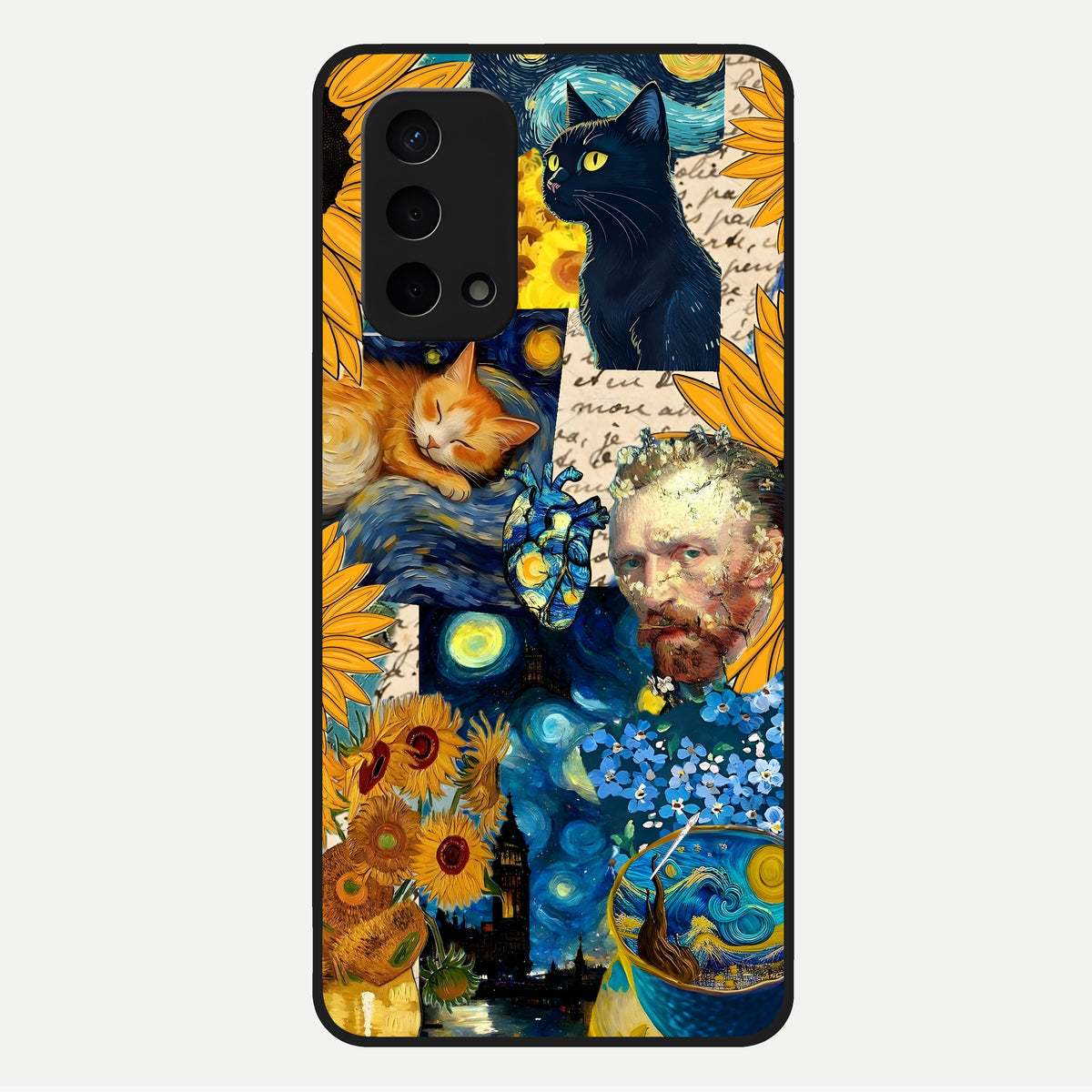  Sunflower Chic Mood Custom Name Glass Case For Oppo A74 5G back cover – full design glossy printed glass finish