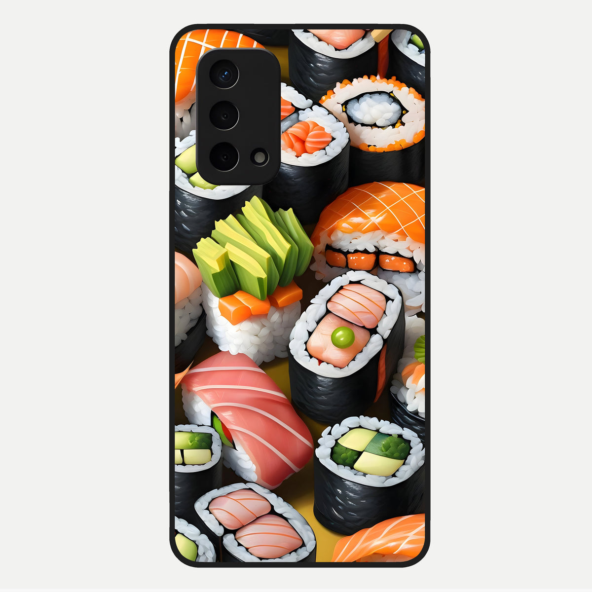  Sushi Food Pattern Glass Case For Oppo A74 5G back cover – full design glossy printed glass finish