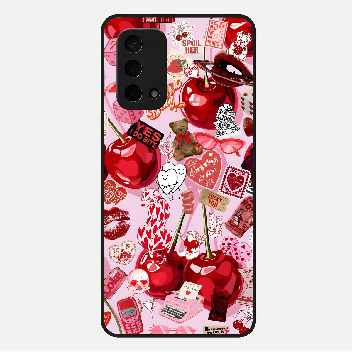  Sweet Cherry Chaos Glass Case For Oppo A74 5G back cover – full design glossy printed glass finish