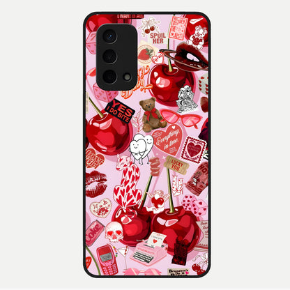  Sweet Cherry Chaos Glass Case For Oppo A74 5G back cover – full design glossy printed glass finish
