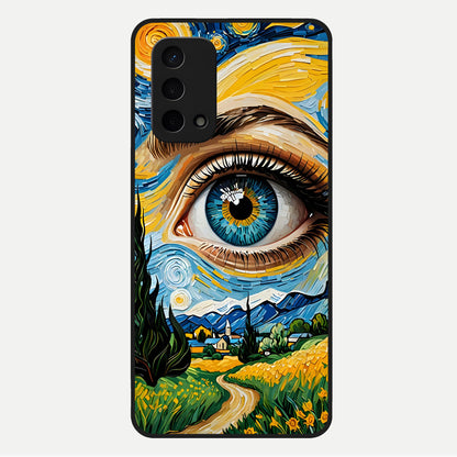  Van Gogh Eye Glass Case For Oppo A74 5G back cover – full design glossy printed glass finish