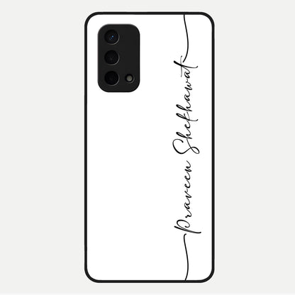  White Tune Custom Name Glass Case For Oppo A74 5G back cover – personalized glossy printed glass finish