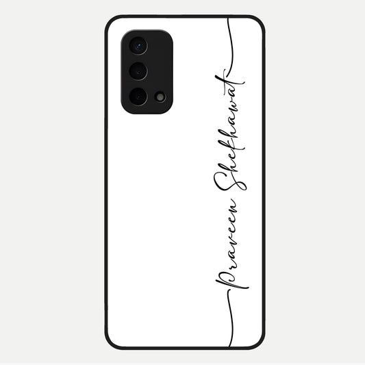  White Tune Custom Name Glass Case For Oppo A74 5G back cover – personalized glossy printed glass finish