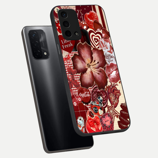  Aesthetic Little Freak phone case For Oppo A74 5G showing premium glass back cover with detailed artwork