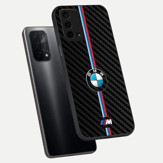  BMW Pattern phone case For Oppo A74 5G showing premium glass back cover with detailed artwork