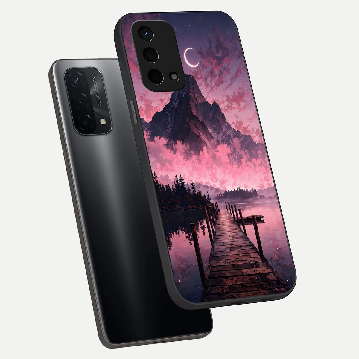  Beautiful Mountain View phone case For Oppo A74 5G showing premium glass back cover with detailed artwork