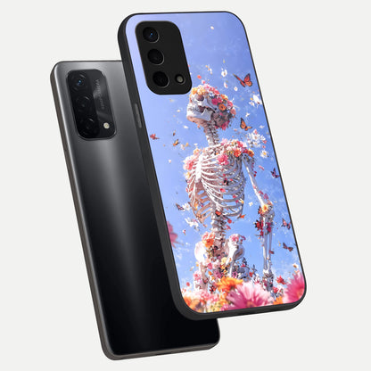  Bloom Beyond Bones phone case For Oppo A74 5G showing premium glass back cover with detailed artwork
