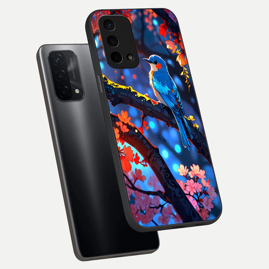  Blooming Water Drift phone case For Oppo A74 5G showing premium glass back cover with detailed artwork