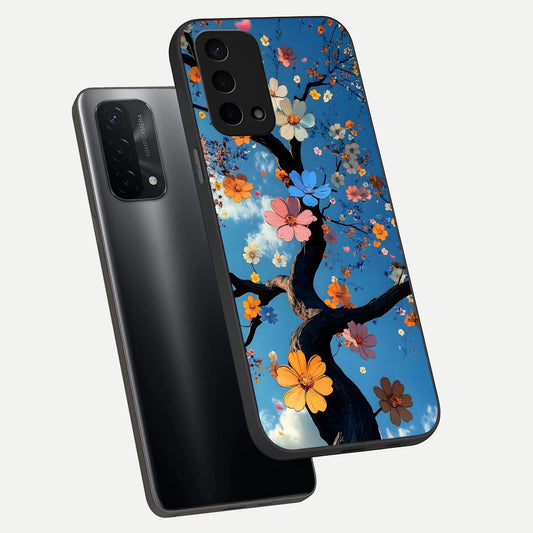  Blossom Dream Sky phone case For Oppo A74 5G showing premium glass back cover with detailed artwork