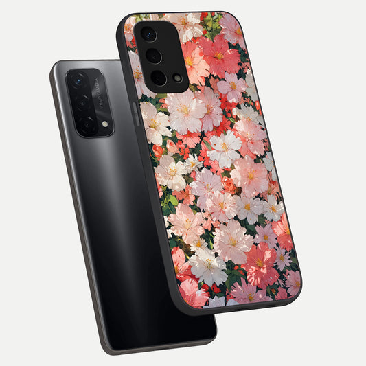  Blush Bloom Field phone case For Oppo A74 5G showing premium glass back cover with detailed artwork