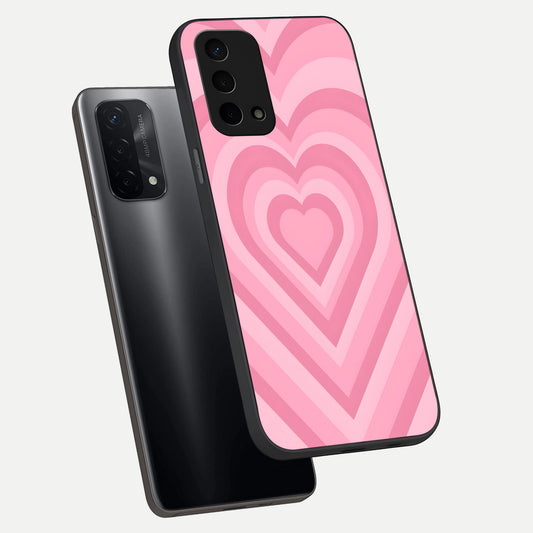  Blush Heart Waves phone case For Oppo A74 5G showing premium glass back cover with detailed artwork