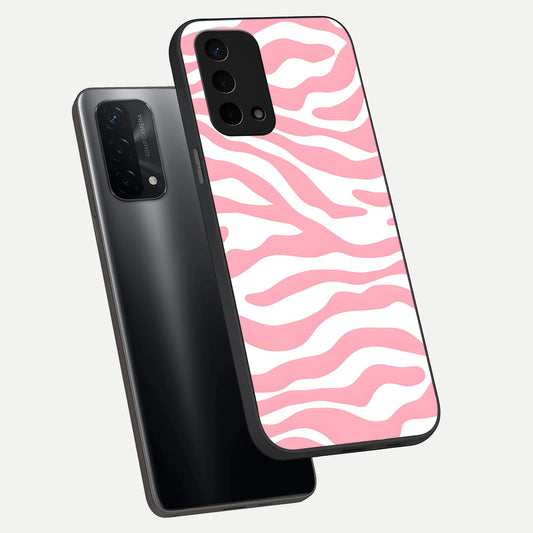  Blush Zebra Flow phone case For Oppo A74 5G showing premium glass back cover with detailed artwork