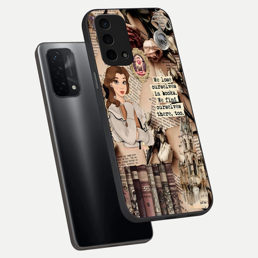  Bookish Dream World phone case For Oppo A74 5G showing premium glass back cover with detailed artwork