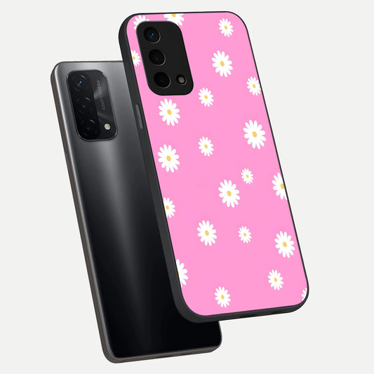  Bubblegum Daisy Pop phone case For Oppo A74 5G showing premium glass back cover with detailed artwork