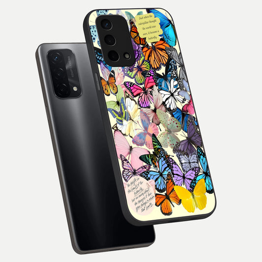  Butterflies Petal Dream phone case For Oppo A74 5G showing premium glass back cover with detailed artwork