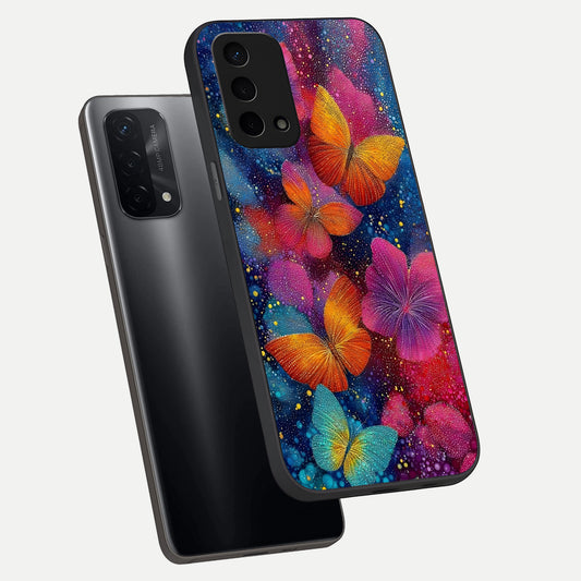  Butterfly Dream Mist phone case For Oppo A74 5G showing premium glass back cover with detailed artwork