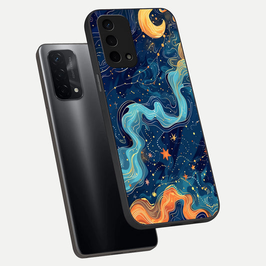  Celestial Dream Flow phone case For Oppo A74 5G showing premium glass back cover with detailed artwork