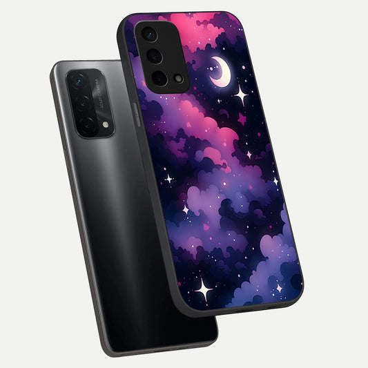 Celestial Moon Magic phone case For Oppo A74 5G showing premium glass back cover with detailed artwork